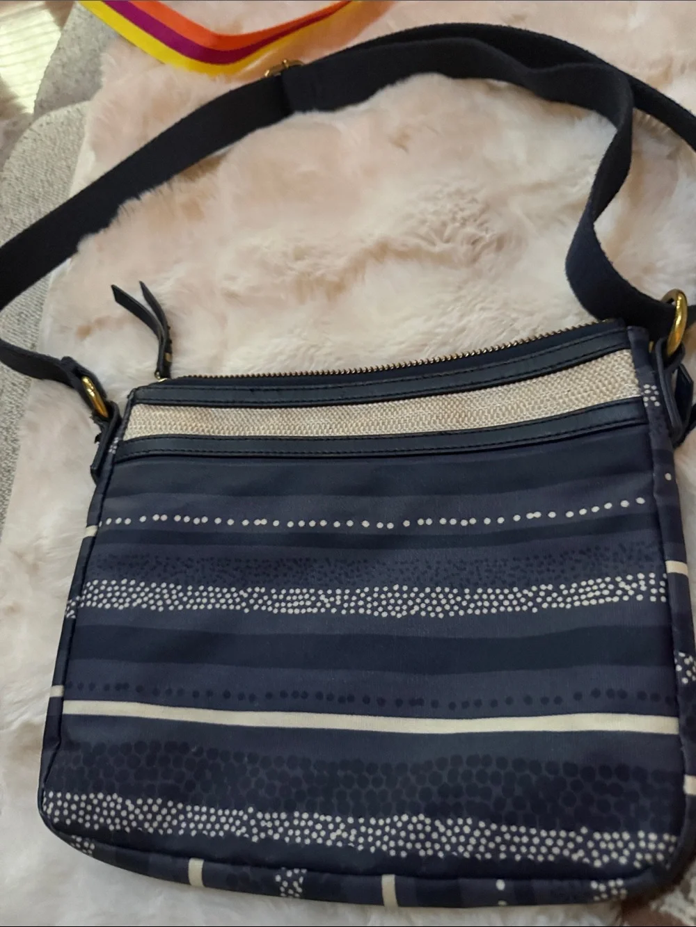 Fossil Navy, Cream and Mint Crossbody Bag